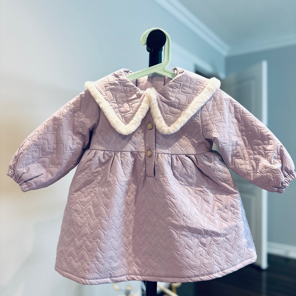 Lavender Quilted Kids Puffer Coat